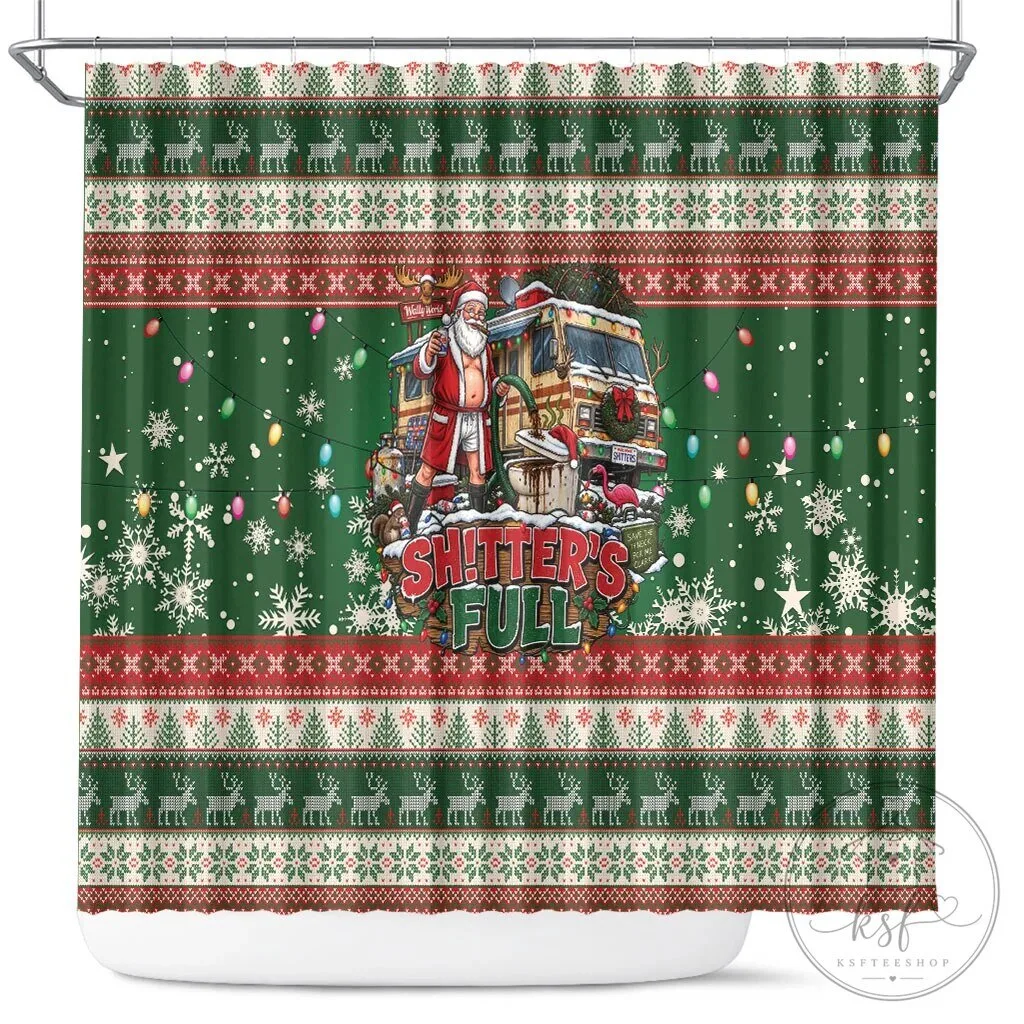Christmas Vacation Shitter's Full Funny Quote Holiday Shower Curtain