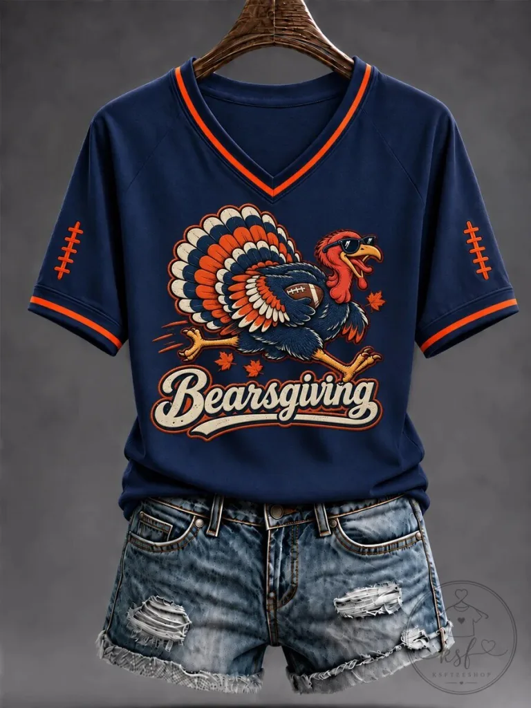 Bearsgiving Gameday Football Turkey V-Neck T-Shirt