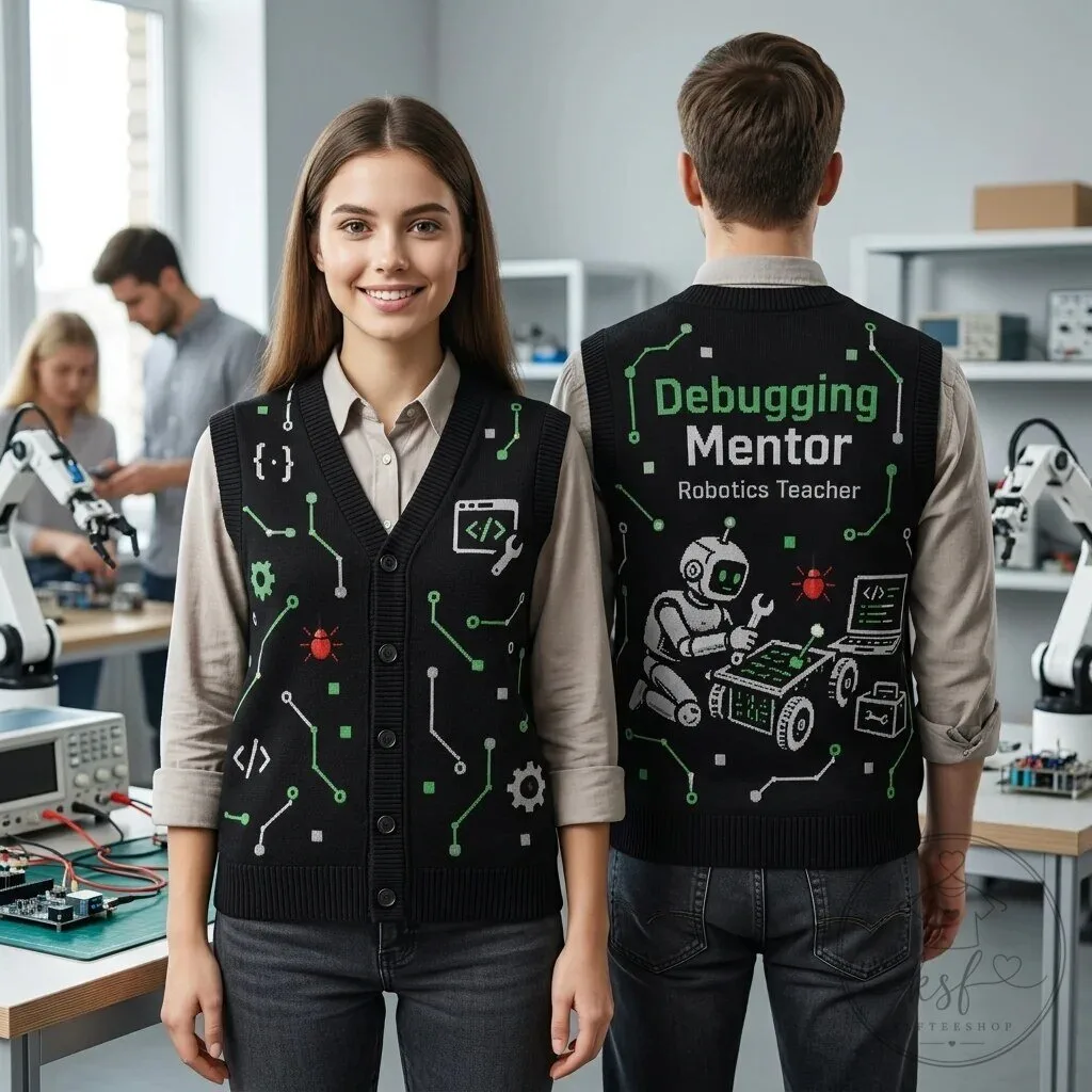 Debugging Mentor Robotics Teacher Circuit Board Cardigan Vest