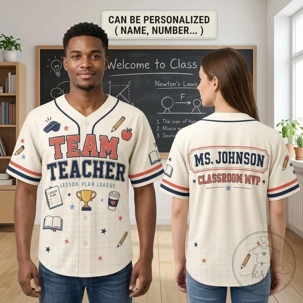 Personalized Team Teacher Classroom MVP Baseball Jersey for Educators