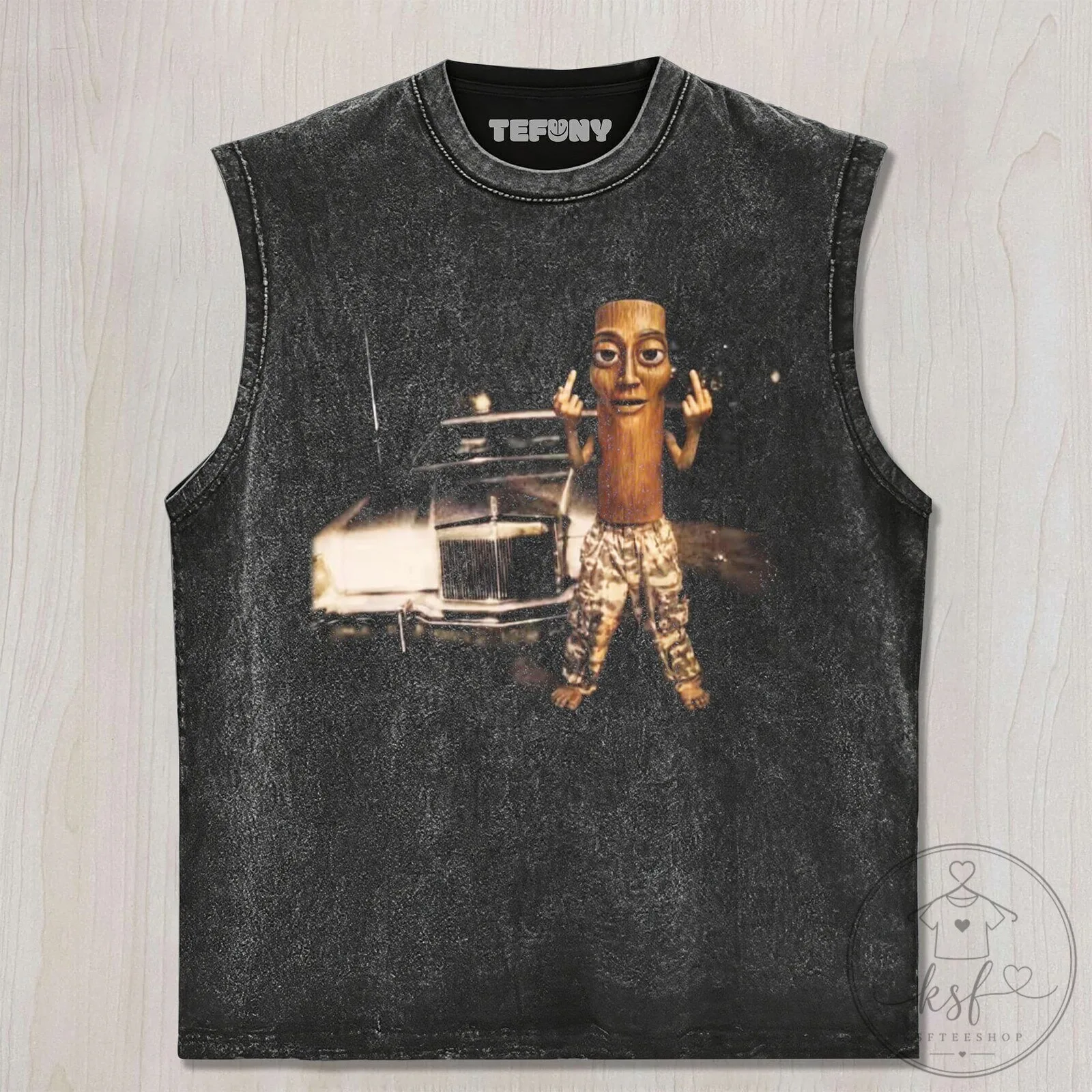 Funny Middle Finger Wood Figure in Front of Car Dark Humor T-Shirt 8 Funny Middle Finger Wood Figure in Front of Car Dark Humor T-Shirt