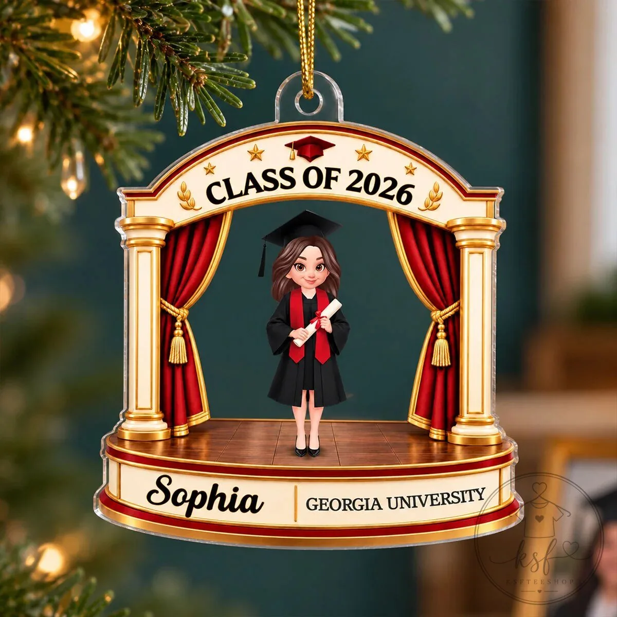 Personalized Graduation Stage Acrylic Ornament Class of 2026 Senior Keepsake Gift