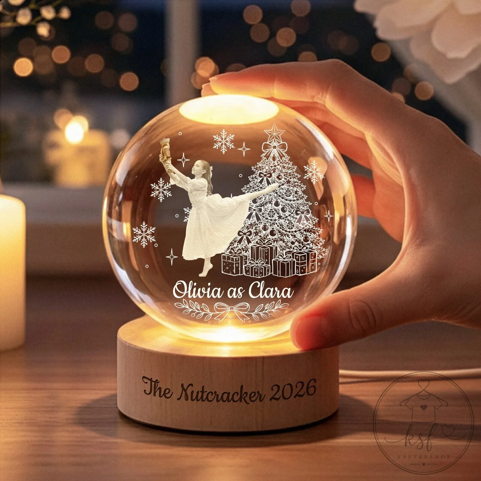 Personalized Nutcracker Ballet Clara Dancer Christmas Crystal Ball Night Light 12 Personalized Nutcracker Ballet Clara Dancer Christmas Crystal Ball Night Light