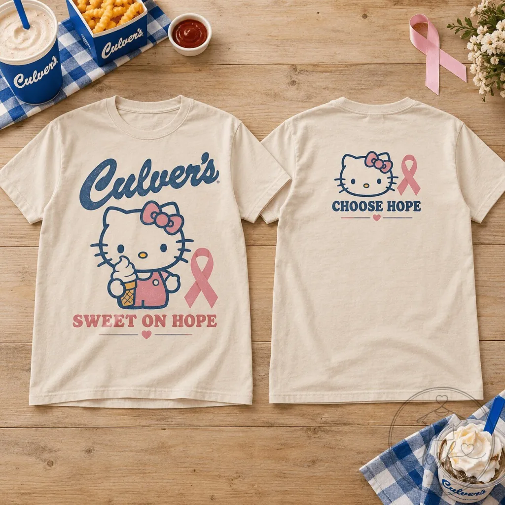Hello Kitty Culver's Sweet On Hope Breast Cancer Awareness T-Shirt Hello Kitty Culver's Sweet On Hope Breast Cancer Awareness T-Shirt