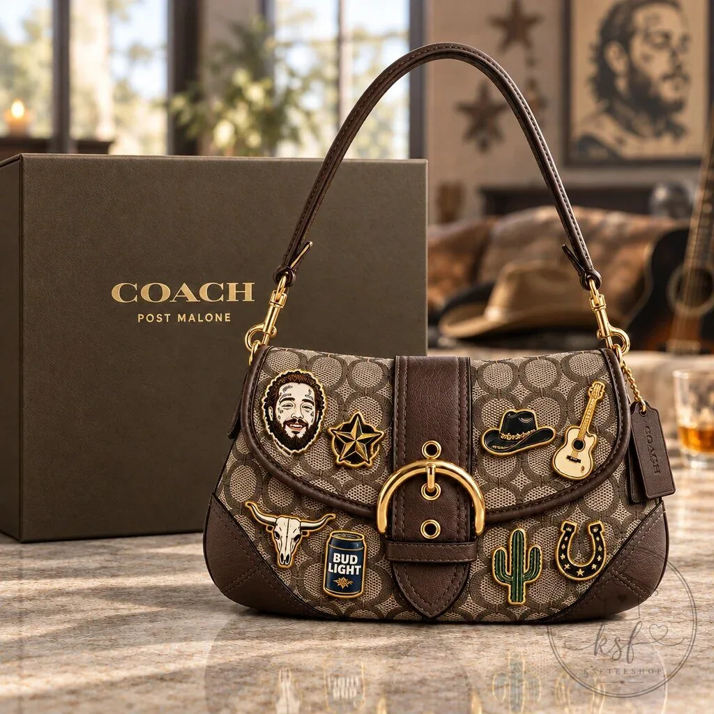 Post Malone Coach Soho Bag With Charm, Signature Canvas Shoulder Bag 3 Post Malone Coach Soho Bag With Charm, Signature Canvas Shoulder Bag