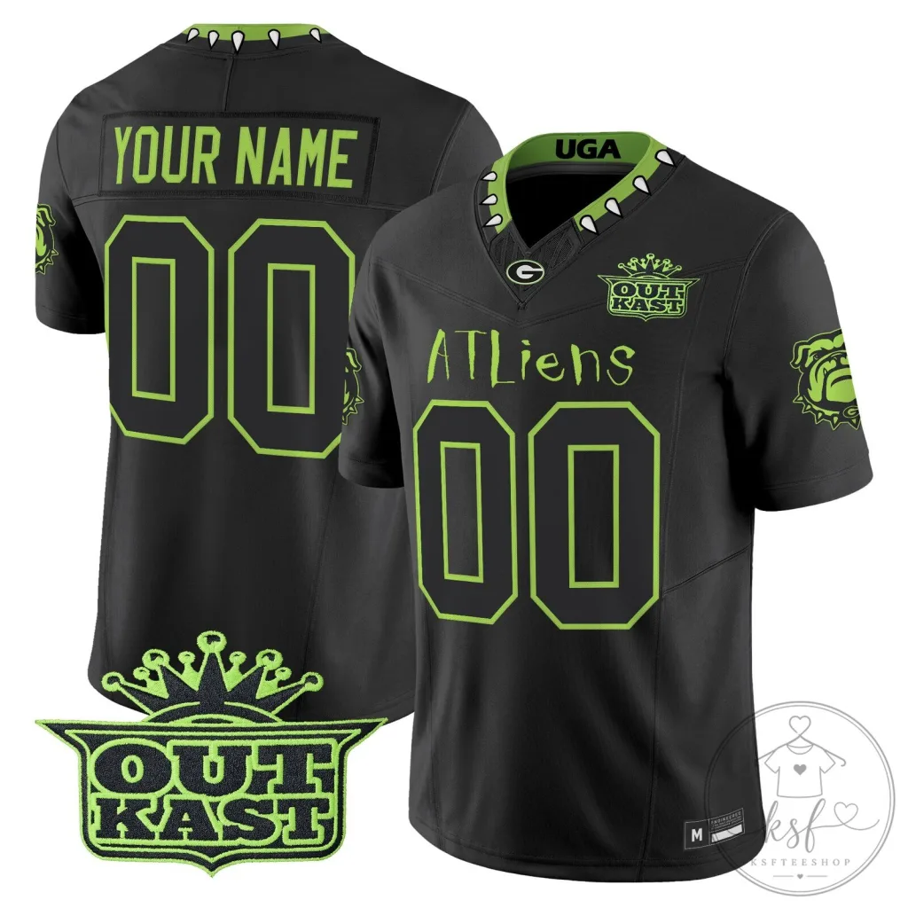 Outkast ATLiens Georgia Bulldogs Custom Black Football Jersey Outkast ATLiens Georgia Bulldogs Custom Black Football Jersey