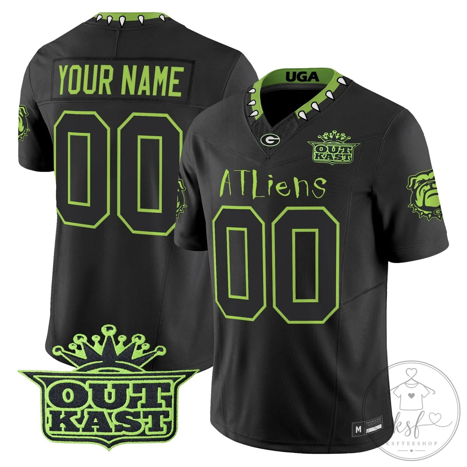 Outkast ATLiens Georgia Bulldogs Custom Black Football Jersey 3 Outkast ATLiens Georgia Bulldogs Custom Black Football Jersey